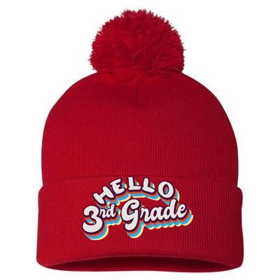 Hello 3rd Grade Colorful Pom Pom 12in Knit Beanie