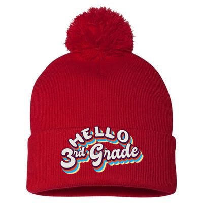 Hello 3rd Grade Colorful Pom Pom 12in Knit Beanie