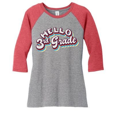 Hello 3rd Grade Colorful Women's Tri-Blend 3/4-Sleeve Raglan Shirt