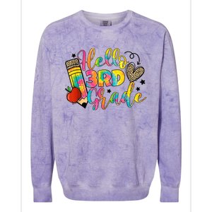 Hello 3rd Grade Back To School Third Grade Teacher Girls Colorblast Crewneck Sweatshirt