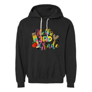 Hello 3rd Grade Back To School Third Grade Teacher Girls Garment-Dyed Fleece Hoodie