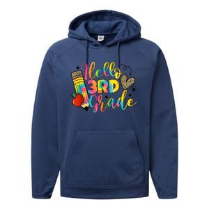 Hello 3rd Grade Back To School Third Grade Teacher Girls Performance Fleece Hoodie