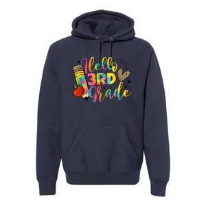 Hello 3rd Grade Back To School Third Grade Teacher Girls Premium Hoodie