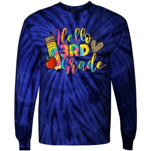 Hello 3rd Grade Back To School Third Grade Teacher Girls Tie-Dye Long Sleeve Shirt