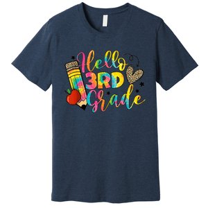 Hello 3rd Grade Back To School Third Grade Teacher Girls Premium T-Shirt