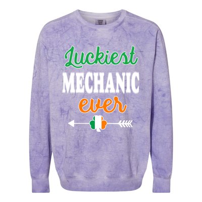 Holiday 365 St Patrick's Day Luckiest Mechanic Ever Gift Colorblast Crewneck Sweatshirt