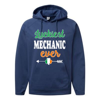 Holiday 365 St Patrick's Day Luckiest Mechanic Ever Gift Performance Fleece Hoodie