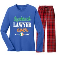 Holiday 365 St Patrick's Day Luckiest Lawyer Ever Gift Women's Long Sleeve Flannel Pajama Set 