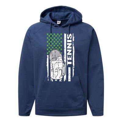 Holiday 365 St Patrick's Day Tennis Sport Irish Flag Gift Performance Fleece Hoodie