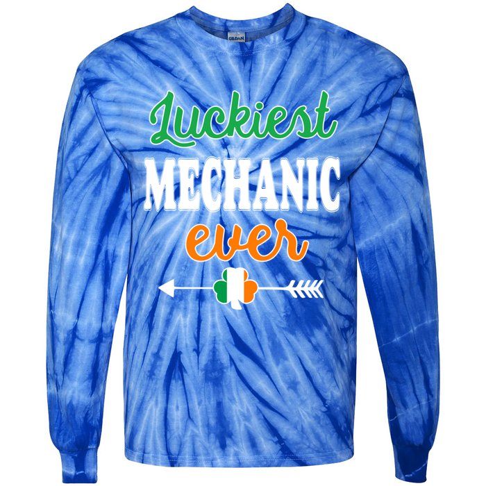 Holiday 365 St Patrick's Day Luckiest Mechanic Ever Gift Tie-Dye Long Sleeve Shirt