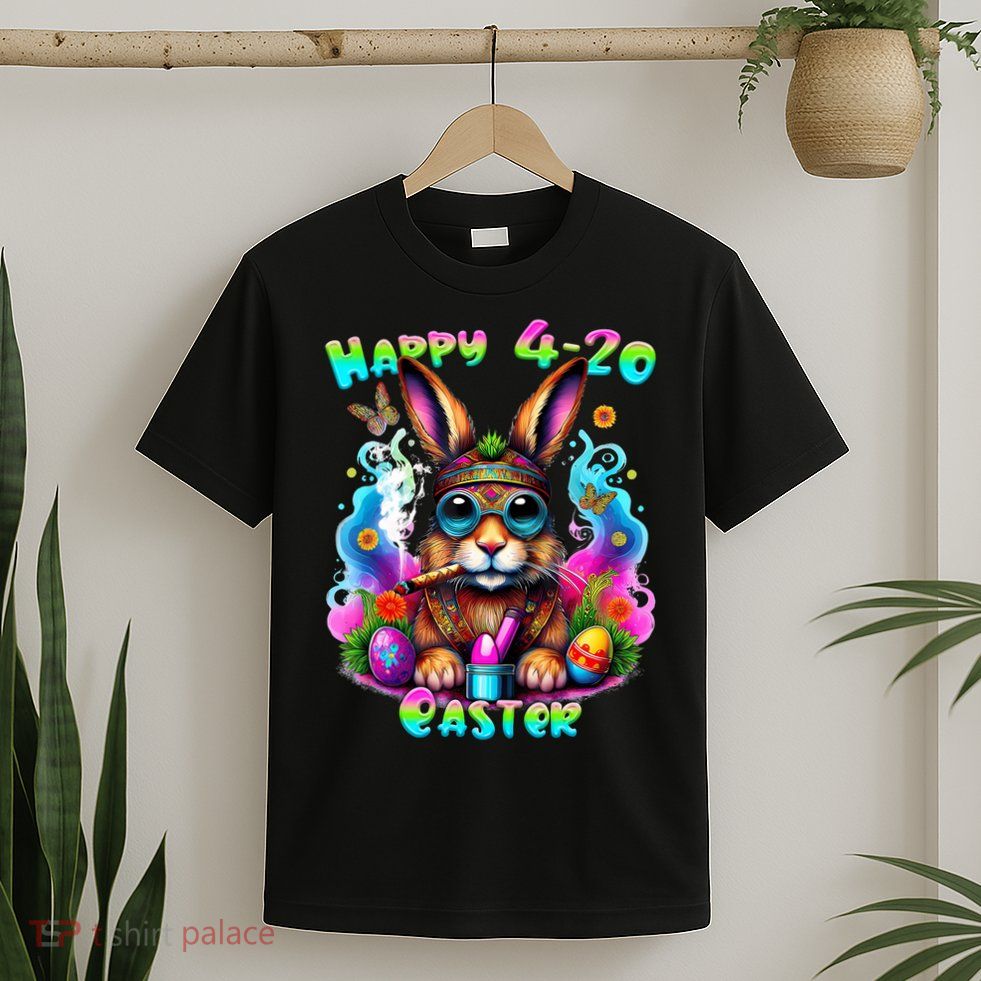 Happy 4 20 Easter Funny Weed Smoker Bunny Easter Day  T-Shirt