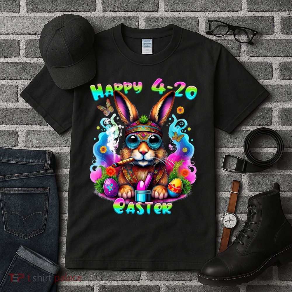 Happy 4 20 Easter Funny Weed Smoker Bunny Easter Day  Tall T-Shirt