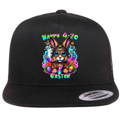 Happy 4 20 Easter Funny Weed Smoker Bunny Easter Day  Flatbill Hat
