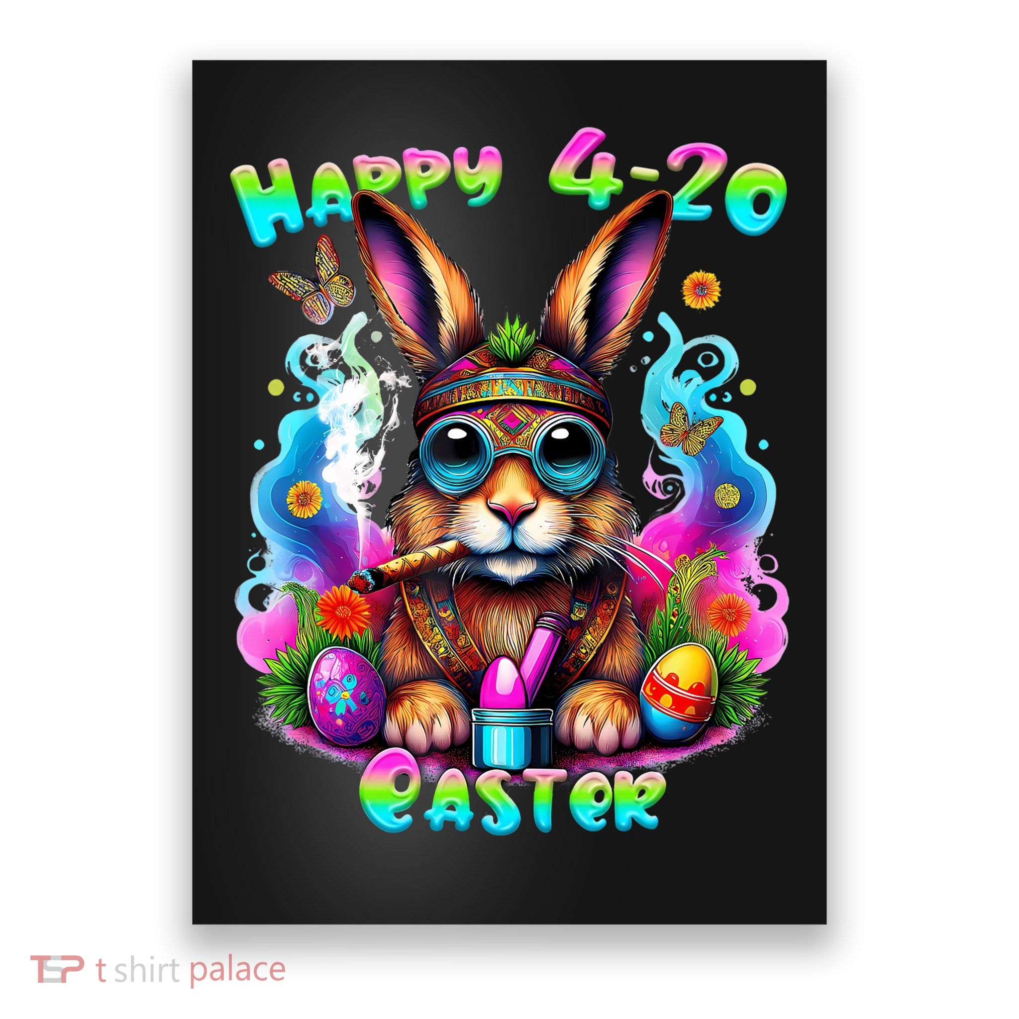 Happy 4 20 Easter Funny Weed Smoker Bunny Easter Day  Poster