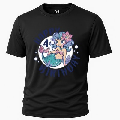 Happy 4th Birthday Cute Mermaid Performance Shirt