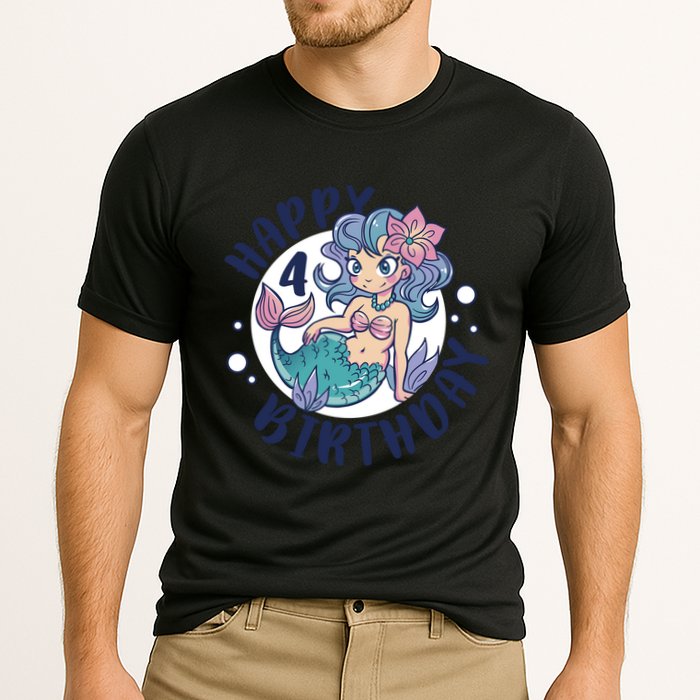 Happy 4th Birthday Cute Mermaid Cooling Performance Crew T-Shirt