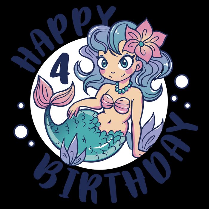 Happy 4th Birthday Cute Mermaid Cooling Performance Crew T-Shirt