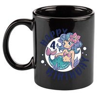 Happy 4th Birthday Cute Mermaid 11oz C Handle Ceramic Mug