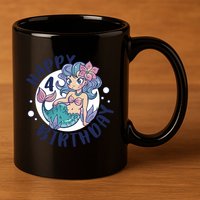 Happy 4th Birthday Cute Mermaid 11oz C Handle Ceramic Mug