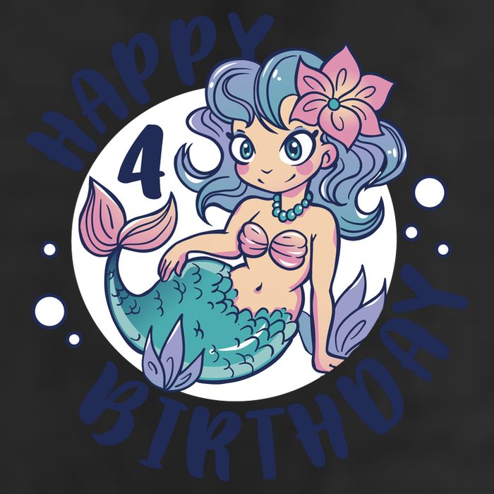 Happy 4th Birthday Cute Mermaid 11oz C Handle Ceramic Mug