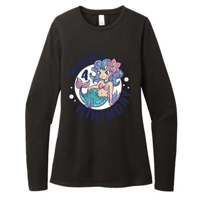 Happy 4th Birthday Cute Mermaid Womens CVC Long Sleeve Shirt