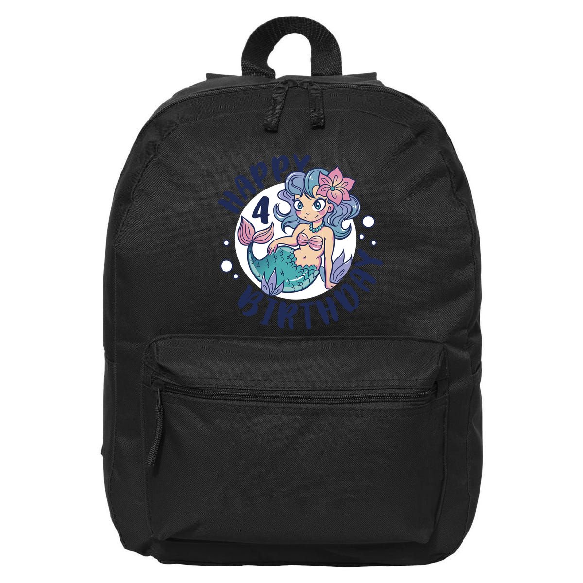 Happy 4th Birthday Cute Mermaid 16 in Basic Backpack