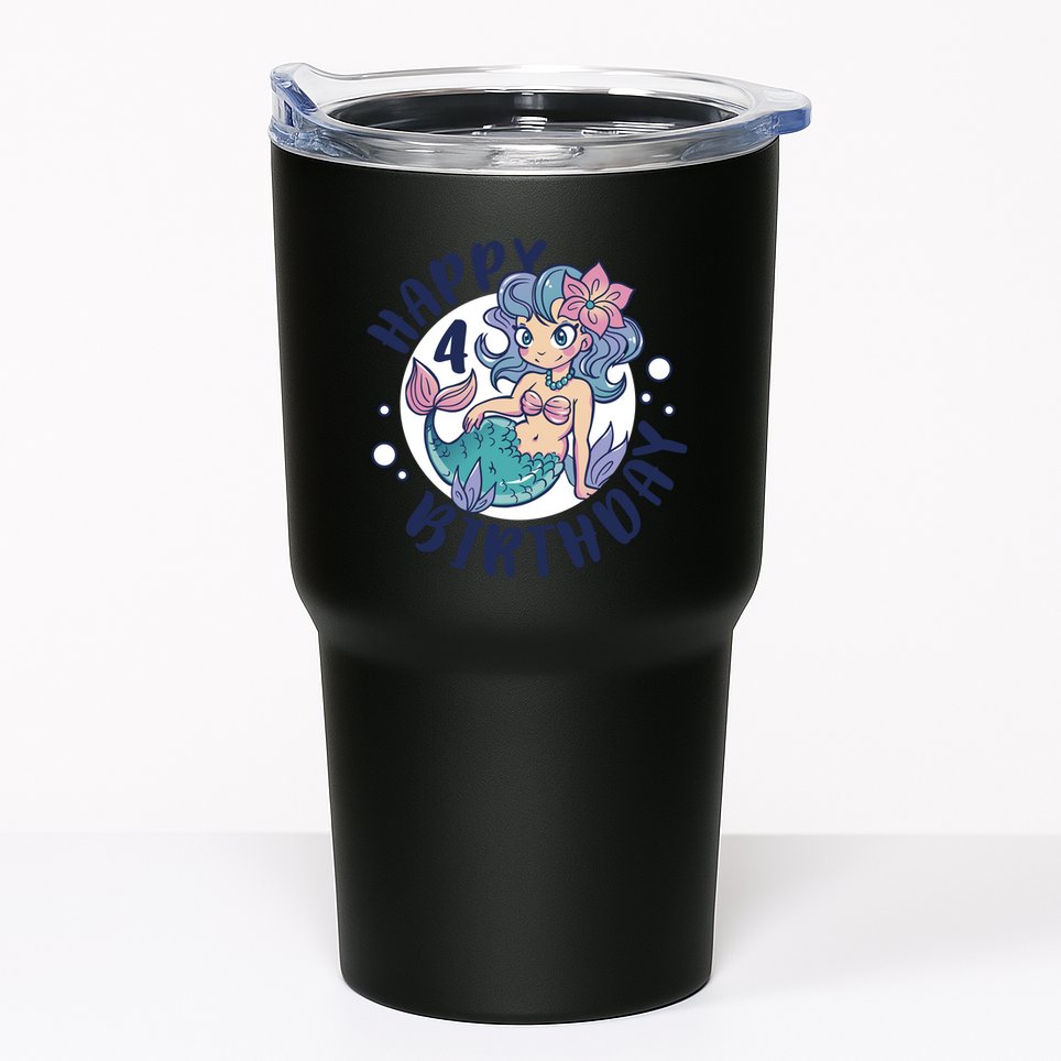 Happy 4th Birthday Cute Mermaid Tumbler