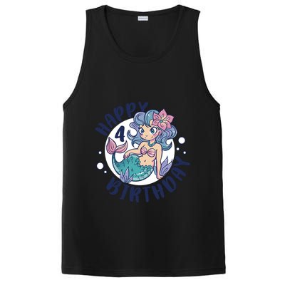 Happy 4th Birthday Cute Mermaid PosiCharge Competitor Tank