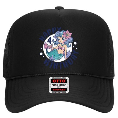 Happy 4th Birthday Cute Mermaid Trucker Hat