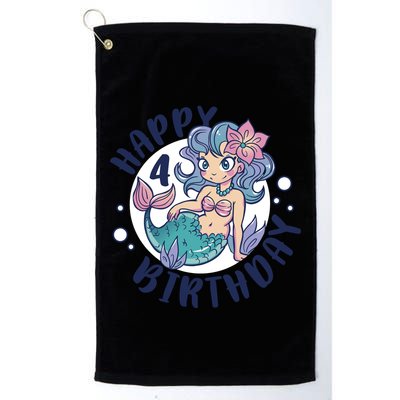 Happy 4th Birthday Cute Mermaid Golf Towel