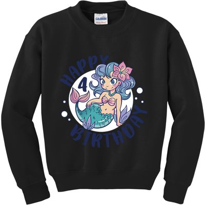 Happy 4th Birthday Cute Mermaid Kids Sweatshirt