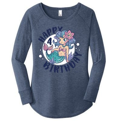 Happy 4th Birthday Cute Mermaid Women's Perfect Tri Tunic Long Sleeve Shirt