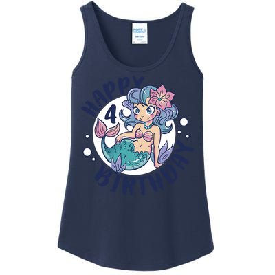 Happy 4th Birthday Cute Mermaid Ladies Essential Tank