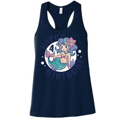 Happy 4th Birthday Cute Mermaid Women's Racerback Tank