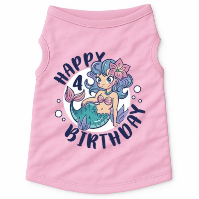 Happy 4th Birthday Cute Mermaid Doggie Tank