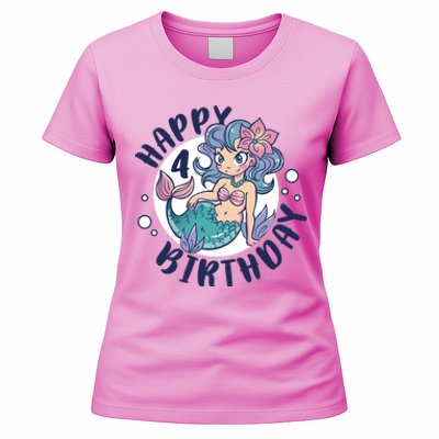 Happy 4th Birthday Cute Mermaid Women's T-Shirt