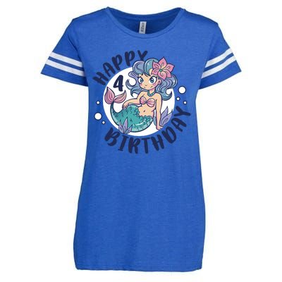 Happy 4th Birthday Cute Mermaid Enza Ladies Jersey Football T-Shirt