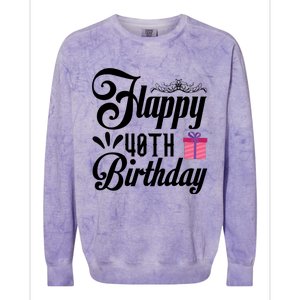 Happy 40th Birthday Celebration Graphic Colorblast Crewneck Sweatshirt