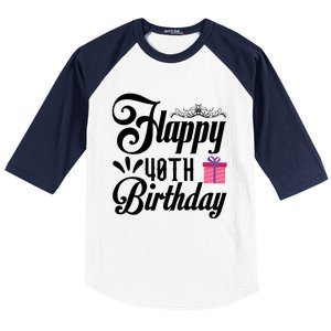 Happy 40th Birthday Celebration Graphic Baseball Sleeve Shirt