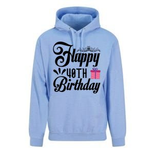 Happy 40th Birthday Celebration Graphic Unisex Surf Hoodie