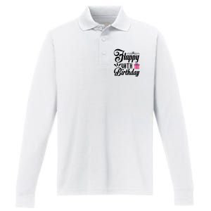 Happy 40th Birthday Celebration Graphic Performance Long Sleeve Polo