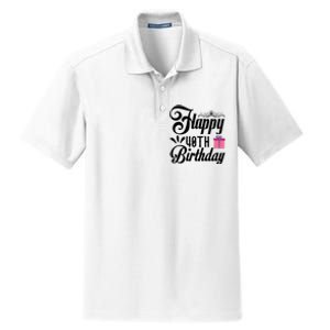 Happy 40th Birthday Celebration Graphic Dry Zone Grid Polo