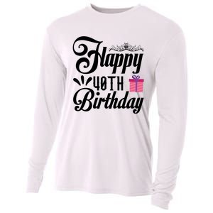 Happy 40th Birthday Celebration Graphic Cooling Performance Long Sleeve Crew