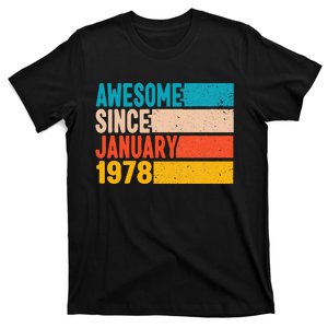 Happy 45th Birthday 45 Year Old Awesome Since January 1978 T-Shirt