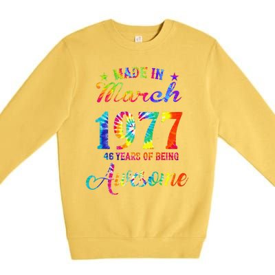 Happy 46th Birthday Decoration Made In March 1977 Premium Crewneck Sweatshirt