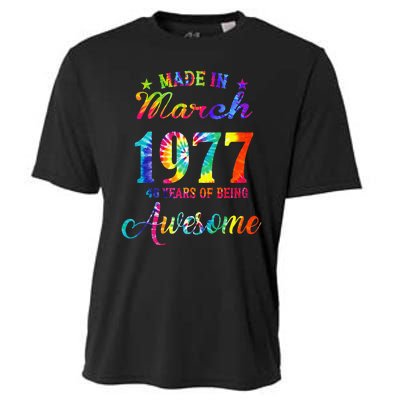 Happy 46th Birthday Decoration Made In March 1977 Cooling Performance Crew T-Shirt