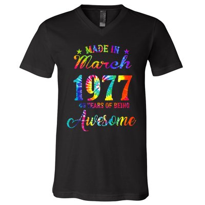 Happy 46th Birthday Decoration Made In March 1977 V-Neck T-Shirt