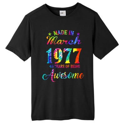 Happy 46th Birthday Decoration Made In March 1977 Tall Fusion ChromaSoft Performance T-Shirt