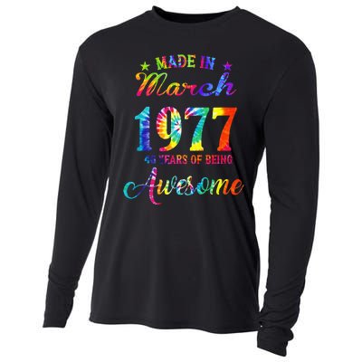 Happy 46th Birthday Decoration Made In March 1977 Cooling Performance Long Sleeve Crew