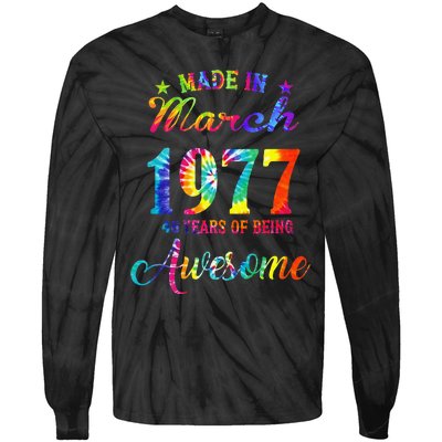 Happy 46th Birthday Decoration Made In March 1977 Tie-Dye Long Sleeve Shirt